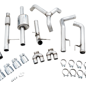 AWE Tuning Exhaust System Kit, 0FG Cat-Back System, Stainless Steel, Without Muffler, Single Exhaust with Dual Exits, Rear Exit – 3015-42201