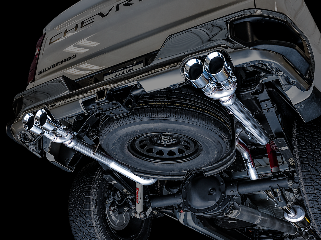 AWE Tuning Exhaust System Kit, 0FG Cat-Back System, Stainless Steel, Without Muffler, Single Exhaust with Dual Exits, Rear Exit – 3015-42201