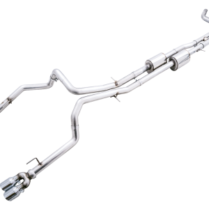 AWE Tuning Exhaust System Kit, 0FG Cat-Back System, Stainless Steel, Without Muffler, Single Exhaust with Dual Exits, Rear Exit – 3015-42203