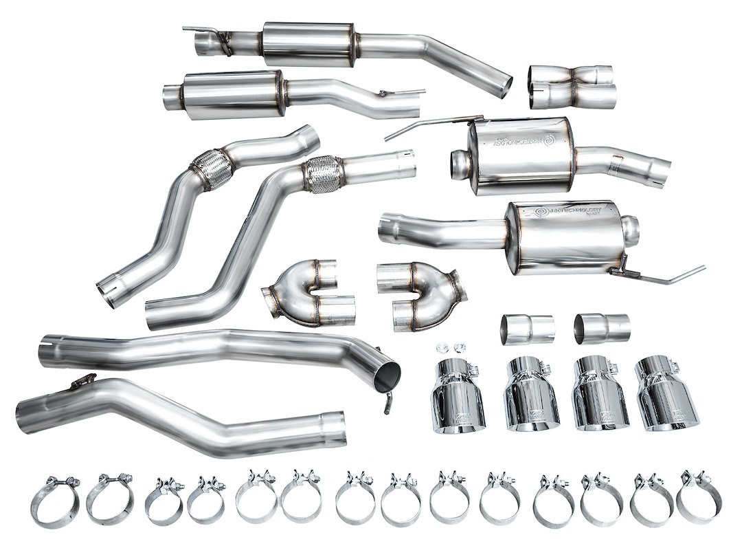 AWE Tuning Exhaust System Kit, Touring Edition Cat-Back System, T304 Stainless Steel, With Muffler, Dual Exhaust with Dual Exits – 3015-42625