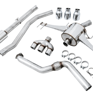 AWE Tuning Exhaust System Kit, Touring Edition Cat-Back System, Stainless Steel, Without Muffler, Single Exhaust with Triple Exit – 3015-42666