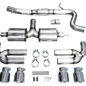 AWE Tuning Exhaust System Kit, Touring Edition Cat-Back System, Stainless Steel, With Muffler, Single Exhaust with Dual Exit, Rear Exit – 3015-42897