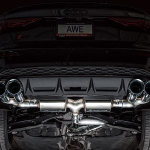 AWE Tuning Exhaust System Kit, Touring Edition Cat-Back System, Stainless Steel, With Muffler, Single Exhaust with Dual Exit, Rear Exit – 3015-42897