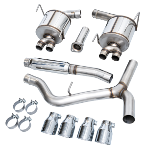 AWE Tuning Exhaust System Kit, Touring Edition Cat-Back System, Stainless Steel, With Muffler, Single Exhaust, Quad Rear Exit – 3015-42979