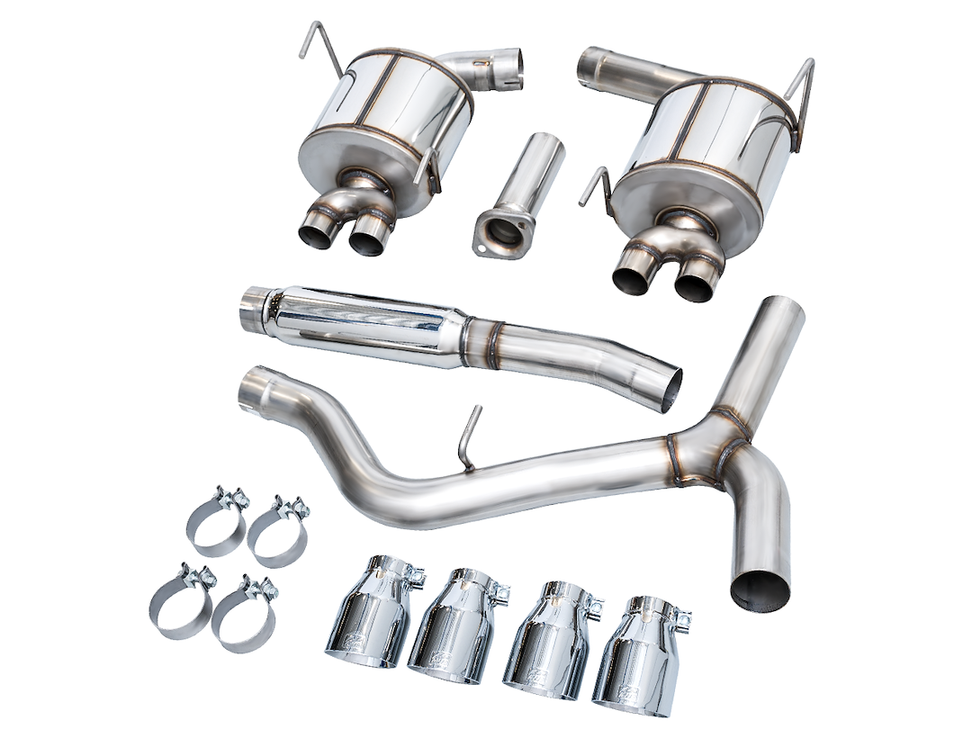 AWE Tuning Exhaust System Kit, Touring Edition Cat-Back System, Stainless Steel, With Muffler, Single Exhaust, Quad Rear Exit – 3015-42979