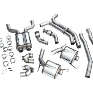 AWE Tuning Exhaust System Kit, Touring Edition Cat-Back System, Stainless Steel, With Muffler, Dual Exhaust with Quad Outlet, Rear Exit – 3015-43107