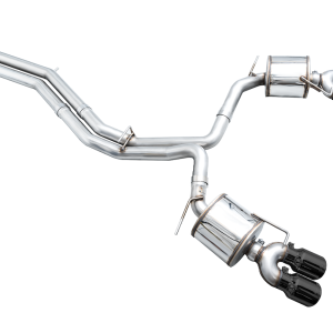 AWE Tuning Exhaust System Kit, Touring Edition Cat-Back System, Stainless Steel, With Muffler, Dual Exhaust with Quad Outlet, Rear Exit – 3015-43107