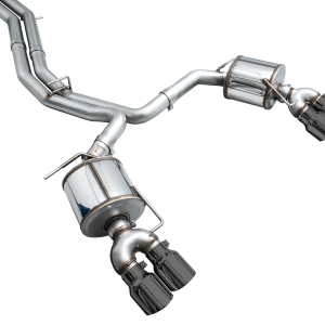 AWE Tuning Exhaust System Kit, Touring Edition Cat-Back System, Stainless Steel, With Muffler, Dual Exhaust with Quad Outlet, Rear Exit – 3015-43107