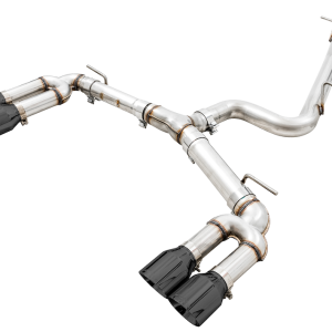 AWE Tuning Exhaust System Kit, Track Edition Cat-Back System, Stainless Steel, Without Muffler, Single Exhaust with Dual Exits, Rear Exit – 3015-43150