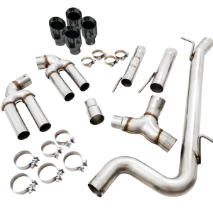 AWE Tuning Exhaust System Kit, Track Edition Cat-Back System, Stainless Steel, Without Muffler, Single Exhaust with Dual Exits, Rear Exit – 3015-43150