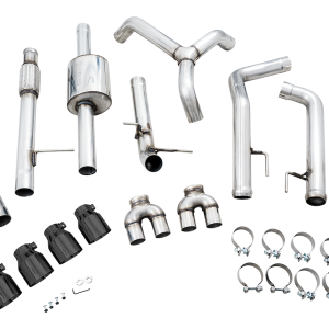 AWE Tuning Exhaust System Kit, 0FG Cat-Back System, Stainless Steel, Without Muffler, Single Exhaust with Dual Exits, Rear Exit – 3015-43202