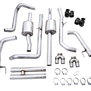 AWE Tuning Exhaust System Kit, 0FG Cat-Back System, T304L Stainless Steel, Without Muffler, Dual Exhaust with Dual Exit, Rear Exit – 3015-43284