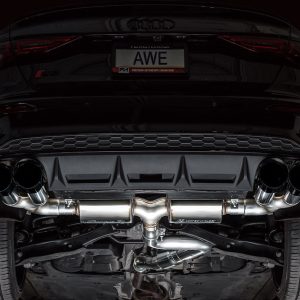AWE Tuning Exhaust System Kit, Touring Edition Cat-Back System, Stainless Steel, With Muffler, Single Exhaust with Dual Exit, Rear Exit – 3015-43897