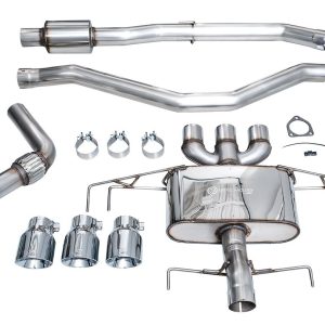 AWE Tuning Exhaust System Kit, Touring Edition Cat-Back System, Stainless Steel, With Muffler, Single Exhaust with Triple Outlet – 3015-52335