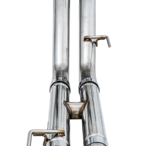 AWE Tuning Exhaust System Kit, 2FG Edition Cat-Back System, Stainless Steel, Without Muffler, Dual Exhaust with Single Exits, Rear Exit – 3020-11022