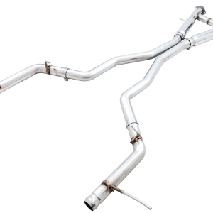 AWE Tuning Exhaust System Kit, Track Edition Cat-Back System, Stainless Steel, Without Muffler, Dual Exhaust, Rear Exit, Stock Tips – 3020-31023