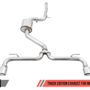 AWE Tuning Exhaust System Kit, Track Edition Cat-Back System, Stainless Steel, Without Muffler, Single Exhaust with Dual Outlet – 3020-32042