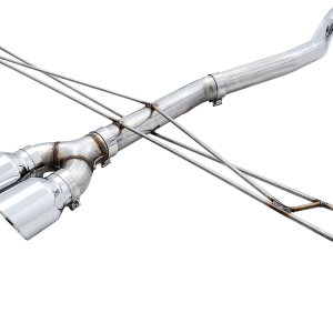 AWE Tuning Exhaust System Kit, Track Edition Cat-Back System, T304 Stainless Steel, Without Muffler, Single Exhaust with Dual Exits – 3020-32052