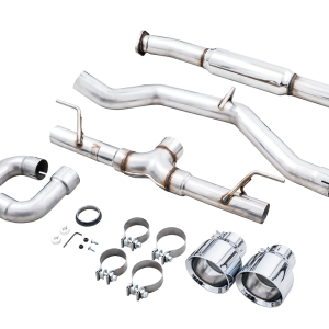 AWE Tuning Exhaust System Kit, Track Edition Cat-Back System, Stainless Steel, Without Muffler, Single Exhaust with Dual Outlet – 3020-32279