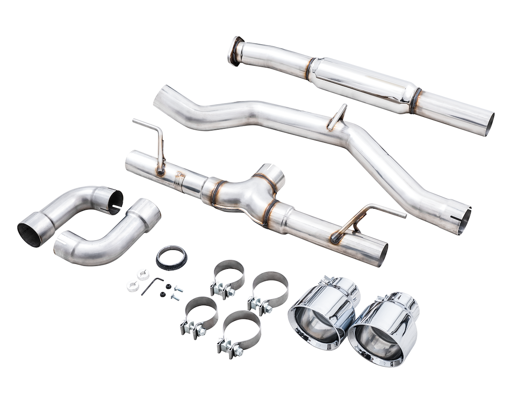 AWE Tuning Exhaust System Kit, Track Edition Cat-Back System, Stainless Steel, Without Muffler, Single Exhaust with Dual Outlet – 3020-32279