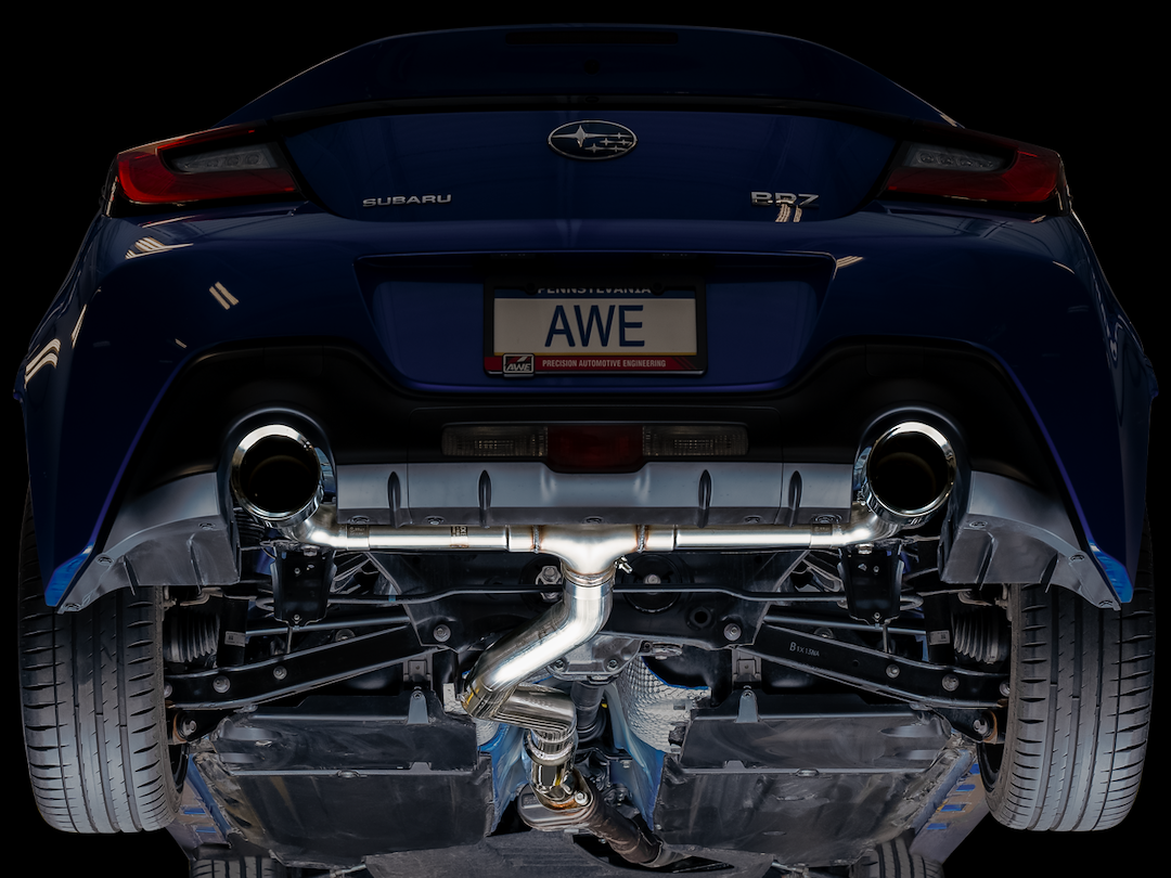 AWE Tuning Exhaust System Kit, Track Edition Cat-Back System, Stainless Steel, Without Muffler, Single Exhaust with Dual Outlet – 3020-32279