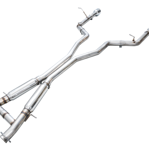 AWE Tuning Exhaust System Kit, Track Edition Cat-Back System, Stainless Steel, Without Muffler, Dual Exhaust with Dual Outlet, Rear Exit – 3020-32952
