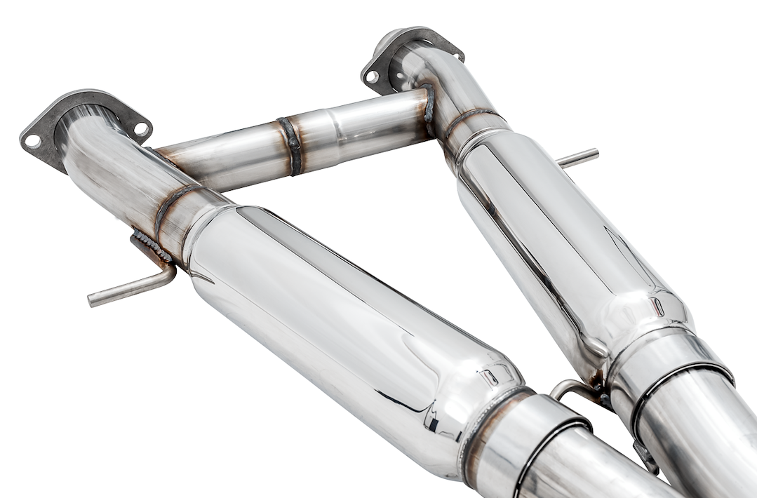 AWE Tuning Exhaust System Kit, Track Edition Cat-Back System, Stainless Steel, Without Muffler, Dual Exhaust, Rear Exit – 3020-33051