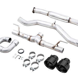 AWE Tuning Exhaust System Kit, Track Edition Cat-Back System, Stainless Steel, Without Muffler, Single Exhaust with Dual Outlet – 3020-33279