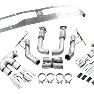 AWE Tuning Exhaust System Kit, Track Edition Cat-Back System, Stainless Steel, Without Muffler, Dual Exhaust with Dual Outlet, Rear Exit – 3020-42080