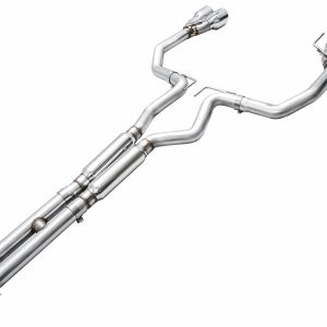 AWE Tuning Exhaust System Kit, Track Edition Cat-Back System, Stainless Steel, Without Muffler, Dual Exhaust with Dual Outlet, Rear Exit – 3020-42375