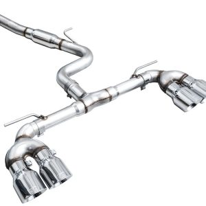 AWE Tuning Exhaust System Kit, Track Edition Cat-Back System, Stainless Steel, With Muffler, Single Exhaust with Dual Outlet, Rear Exit – 3020-42658