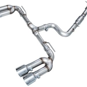 AWE Tuning Exhaust System Kit, Track Edition Cat-Back System, Stainless Steel, With Muffler, Single Exhaust with Dual Exits, Rear Exit – 3020-42897