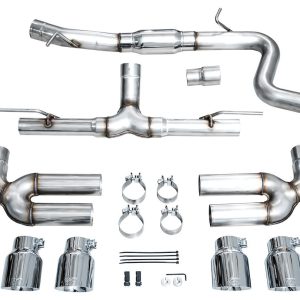 AWE Tuning Exhaust System Kit, Track Edition Cat-Back System, Stainless Steel, With Muffler, Single Exhaust with Dual Exits, Rear Exit – 3020-42897