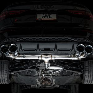 AWE Tuning Exhaust System Kit, Track Edition Cat-Back System, Stainless Steel, With Muffler, Single Exhaust with Dual Exits, Rear Exit – 3020-42897