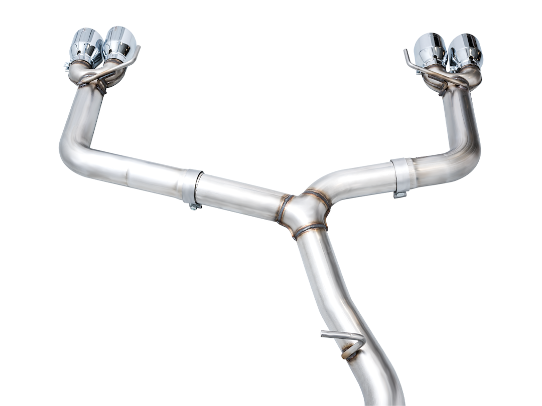 AWE Tuning Exhaust System Kit, Track Edition Cat-Back System, Stainless Steel, Without Muffler, Single Exhaust with Quad Outlet – 3020-42979