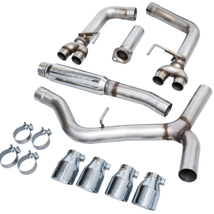 AWE Tuning Exhaust System Kit, Track Edition Cat-Back System, Stainless Steel, Without Muffler, Single Exhaust with Quad Outlet – 3020-42979