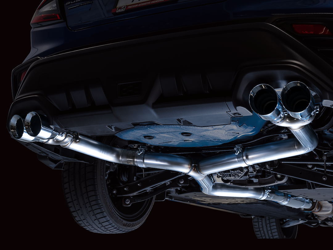 AWE Tuning Exhaust System Kit, Track Edition Cat-Back System, Stainless Steel, Without Muffler, Single Exhaust with Quad Outlet – 3020-42979
