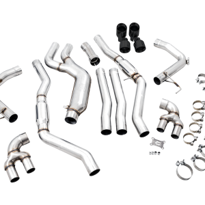 AWE Tuning Exhaust System Kit, Track Edition Cat-Back System, Stainless Steel, Without Muffler, Single Exhaust with Quad Outlet – 3020-43085