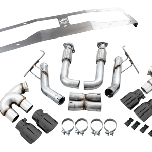 AWE Tuning Exhaust System Kit, Track Edition Cat-Back System, Stainless Steel, Without Muffler, Dual Exhaust with Dual Outlet, Rear Exit – 3020-43086