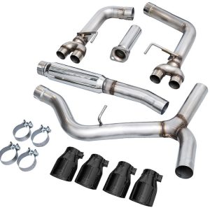 AWE Tuning Exhaust System Kit, Track Edition Cat-Back System, Stainless Steel, Without Muffler, Single Exhaust with Quad Outlet – 3020-43979