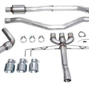 AWE Tuning Exhaust System Kit, Track Edition Cat-Back System, Stainless Steel, Without Muffler, Single Exhaust with Triple Outlet – 3020-52335