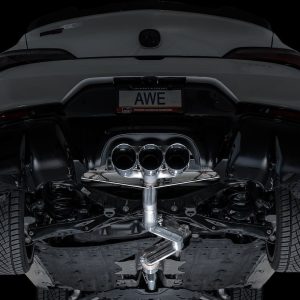 AWE Tuning Exhaust System Kit, Track Edition Cat-Back System, Stainless Steel, Without Muffler, Single Exhaust with Triple Outlet – 3020-52335