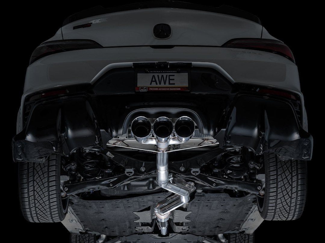 AWE Tuning Exhaust System Kit, Track Edition Cat-Back System, Stainless Steel, Without Muffler, Single Exhaust with Triple Outlet – 3020-52335