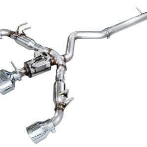 AWE Tuning Exhaust System Kit, Track Edition Cat-Back System, Stainless Steel, With Muffler, Single Exhaust with Triple Outlet, Rear Exit – 3020-52472