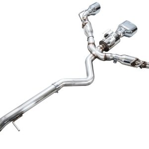 AWE Tuning Exhaust System Kit, Track Edition Cat-Back System, Stainless Steel, With Muffler, Single Exhaust with Triple Outlet, Rear Exit – 3020-52472