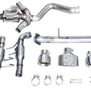 AWE Tuning Exhaust System Kit, Track Edition Cat-Back System, Stainless Steel, With Muffler, Single Exhaust with Triple Outlet, Rear Exit – 3020-52472