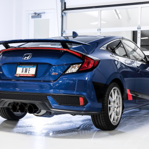 AWE Tuning Exhaust System Kit, Track Edition Cat-Back System, T304 Stainless Steel, Without Muffler, Single Exhaust with Triple Exits – 3020-53010