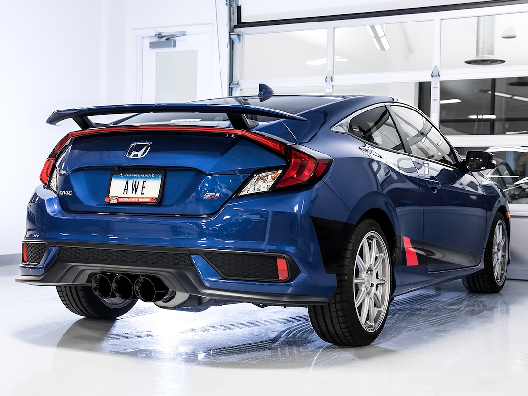 AWE Tuning Exhaust System Kit, Track Edition Cat-Back System, T304 Stainless Steel, Without Muffler, Single Exhaust with Triple Exits – 3020-53010