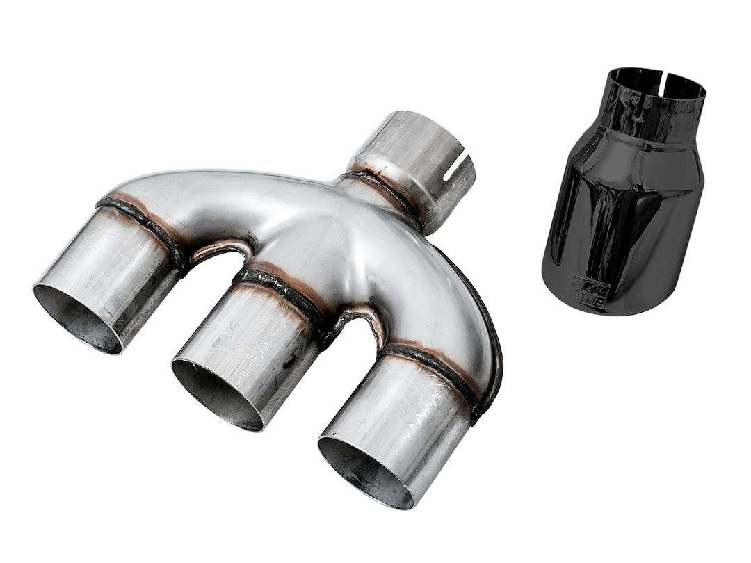 AWE Tuning Exhaust System Kit, Track Edition Cat-Back System, T304 Stainless Steel, Without Muffler, Single Exhaust with Triple Exits – 3020-53010