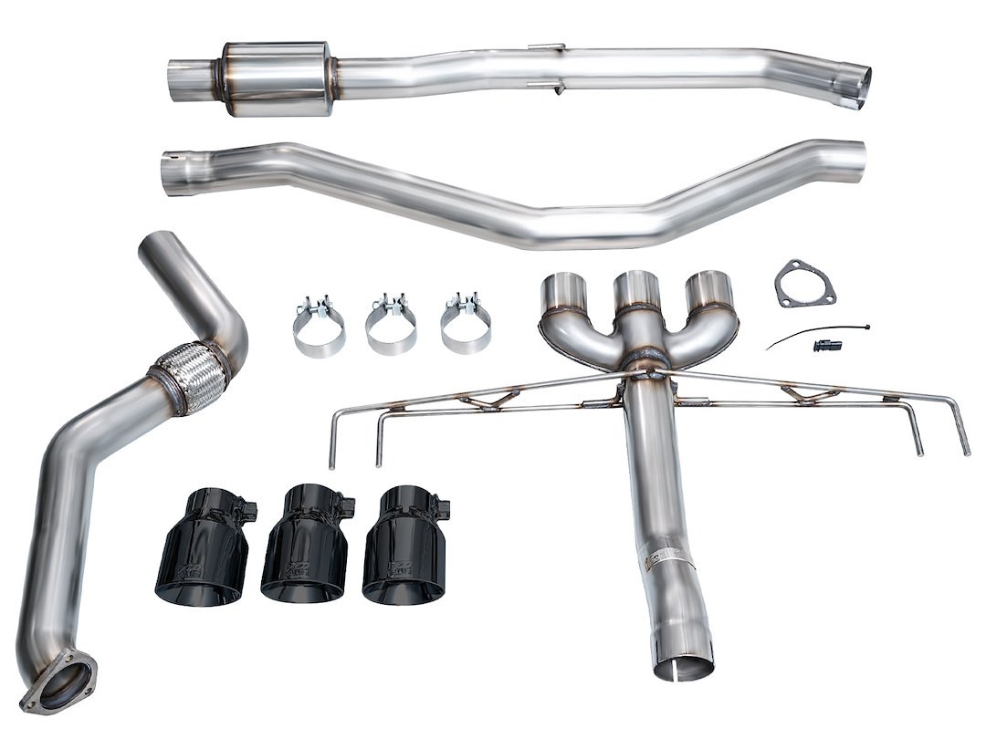 AWE Tuning Exhaust System Kit, Track Edition Cat-Back System, Stainless Steel, Without Muffler, Single Exhaust with Triple Outlet – 3020-53335